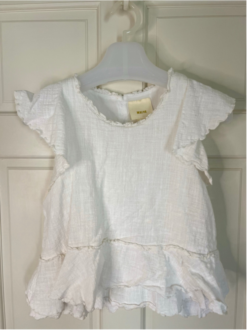 Anthro Maeve Peplum Flutter Sleeve Top White Women’s S